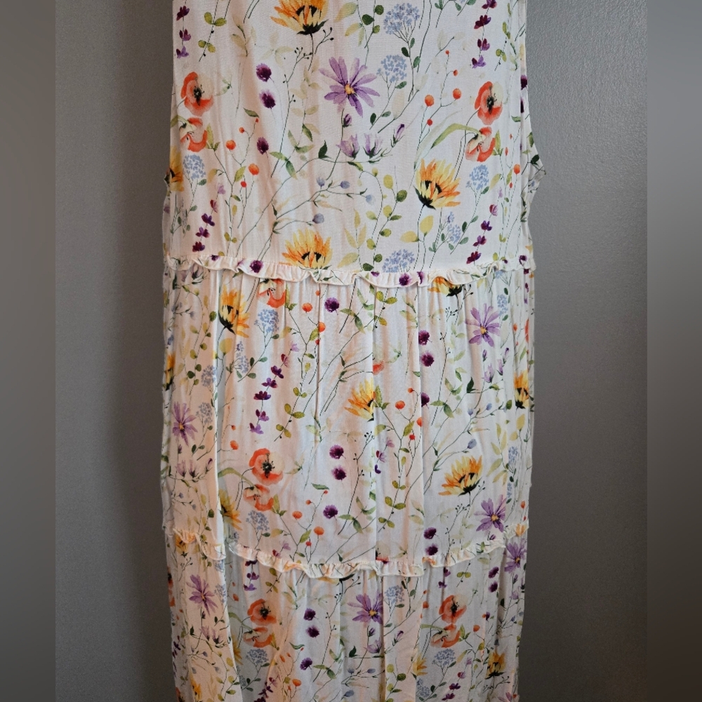 NWT Linda Anderson Floral Tiered Midi Dress Sleeveless Spring Easter Cottagecore - Picture 7 of 10